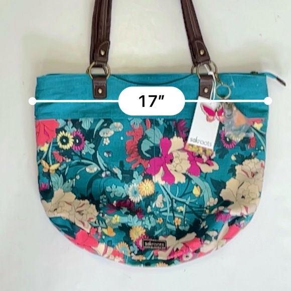Sakroots Artist Circle Flower Power Teal Butterfly Joshua Davis Bag Tote - Picture 11 of 13
